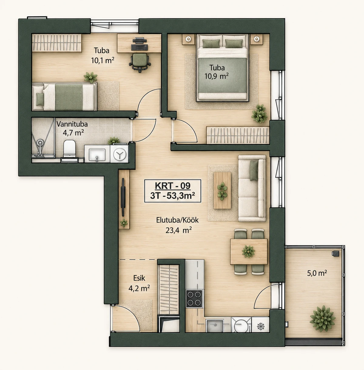 Floor plan of apartment 9